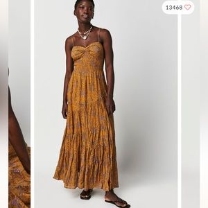 Free People Sundrenched Printed Maxi Dress In Dusty Olive